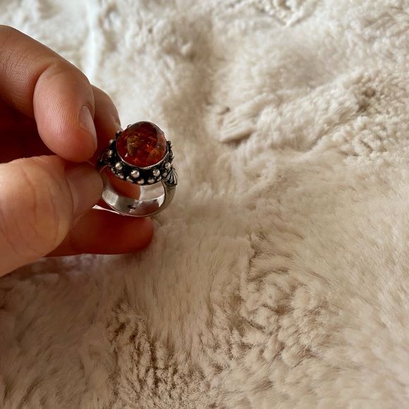 Rare vintage Baltic Amber sterling silver ring - Picture 6 of 6